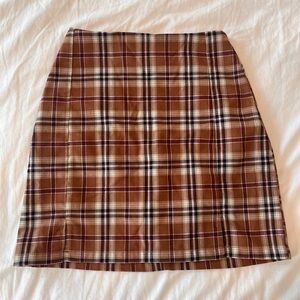 Brandy Melville Checkered Pencil Skirt - Brown and Cream